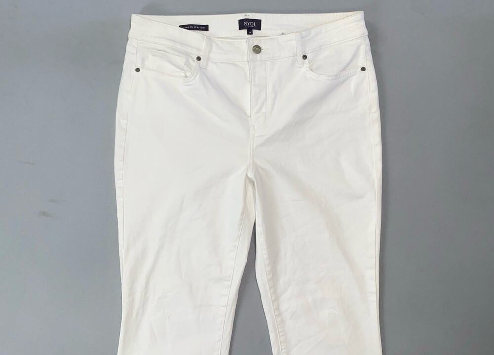 NYDJ Lift/Tuck Marilyn Straight 5-Pocket Stretch Denim Jeans. White, Women's 14 - Picture 1 of 9